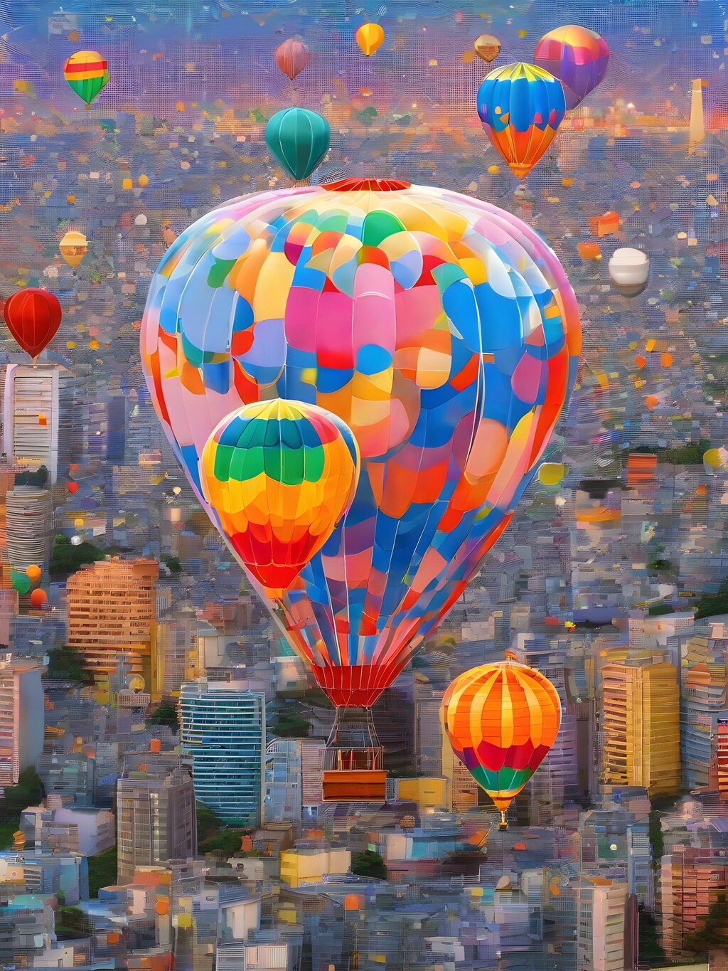 気球が見える街並み