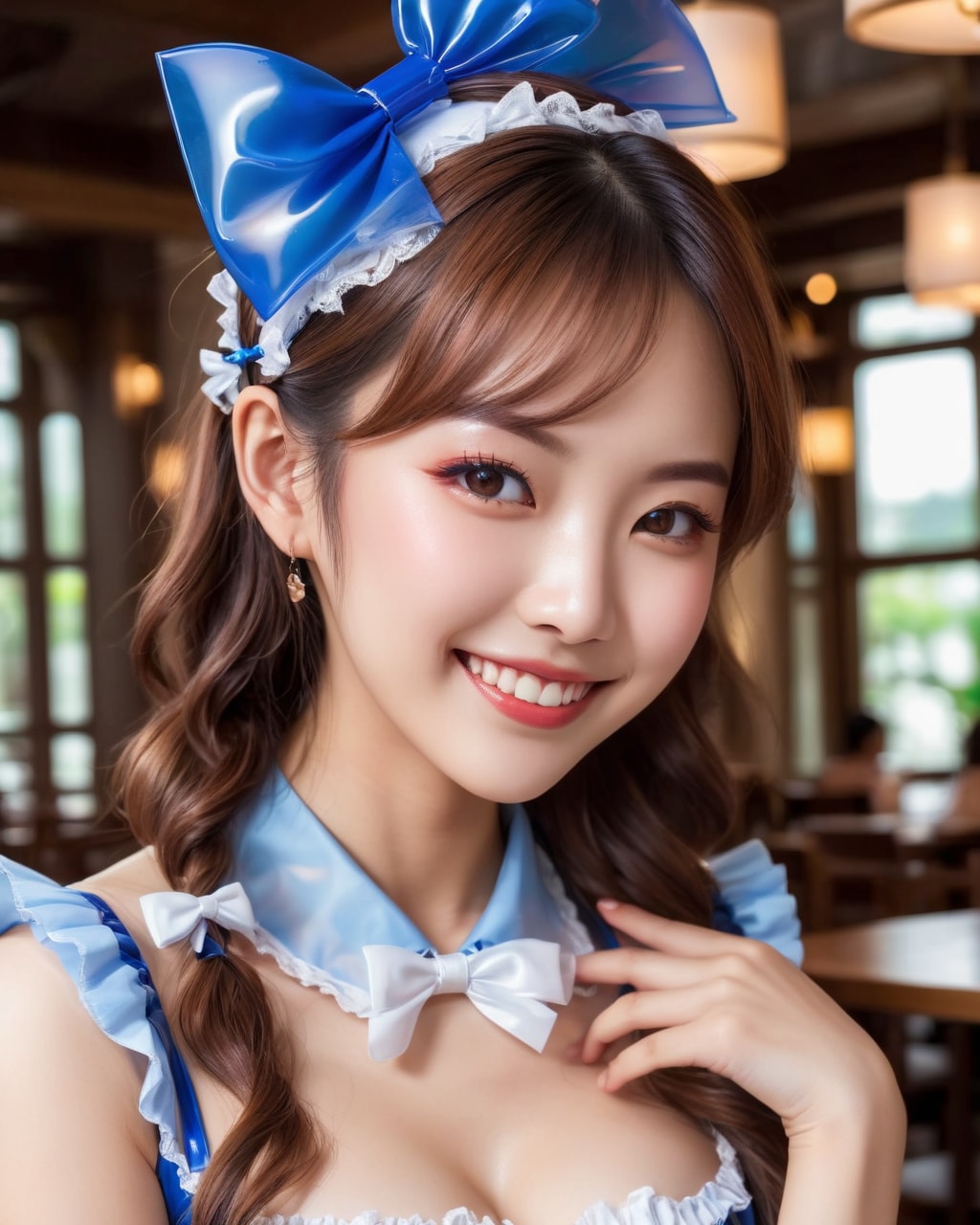 カフェの青メイドさん