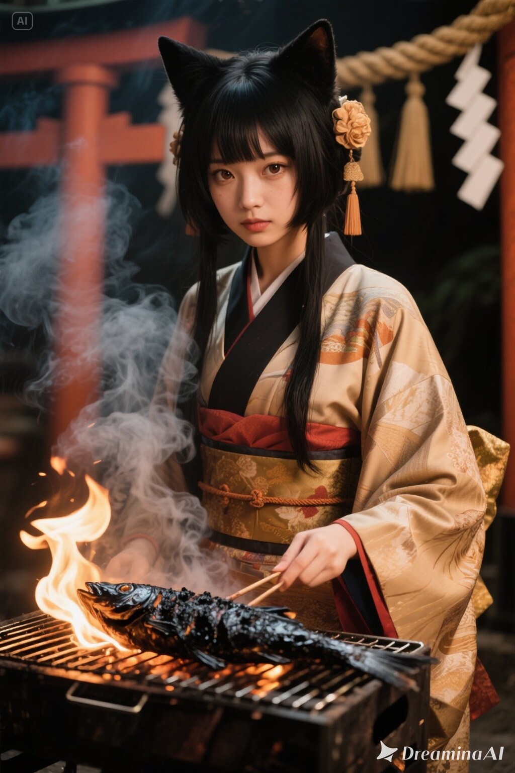 【実写風？】黒コゲ焼きざかにゃを焼くさくらちゃん