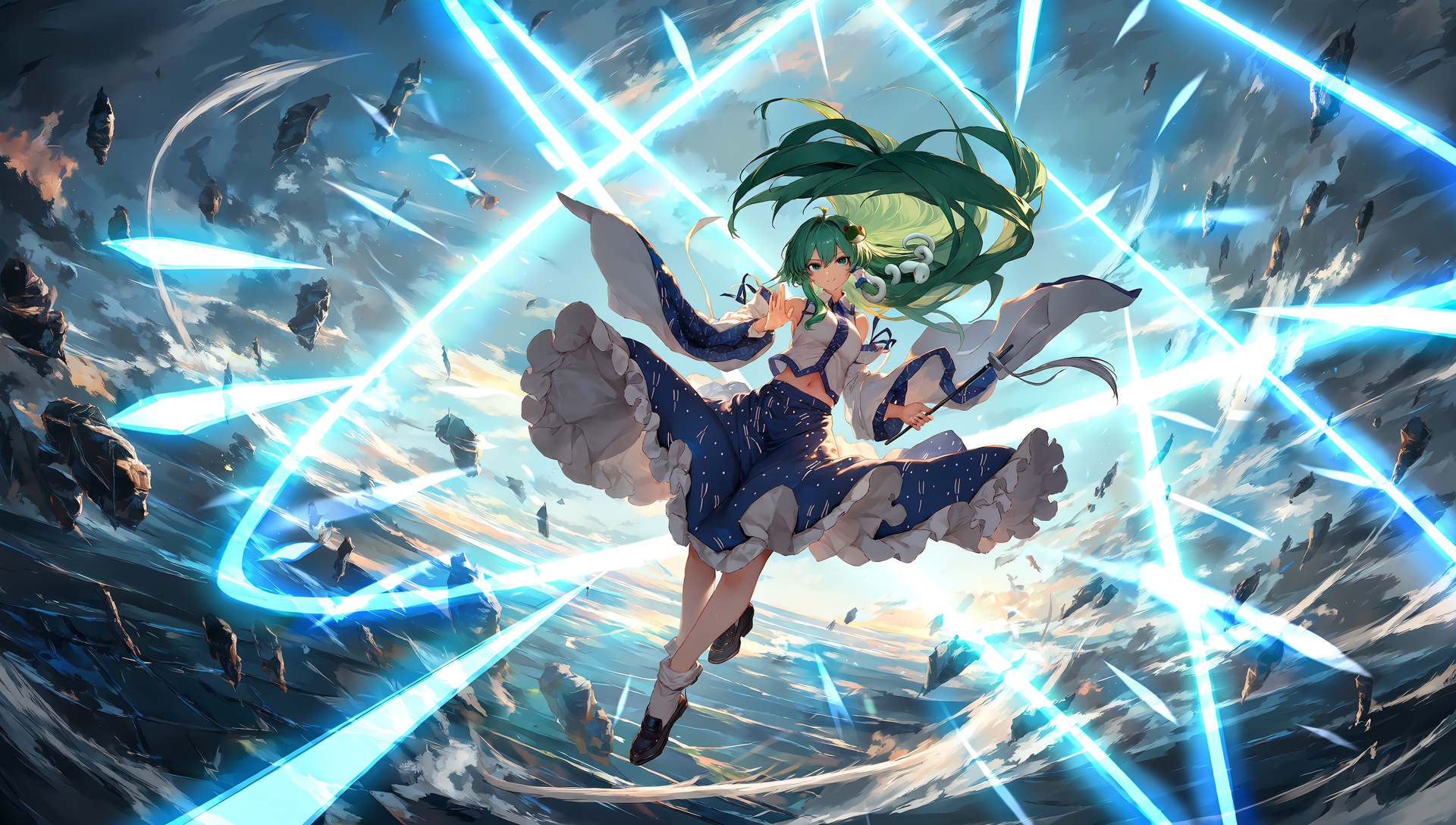 V5　東方　東風谷早苗　弾幕 | の人気AIイラスト・グラビア