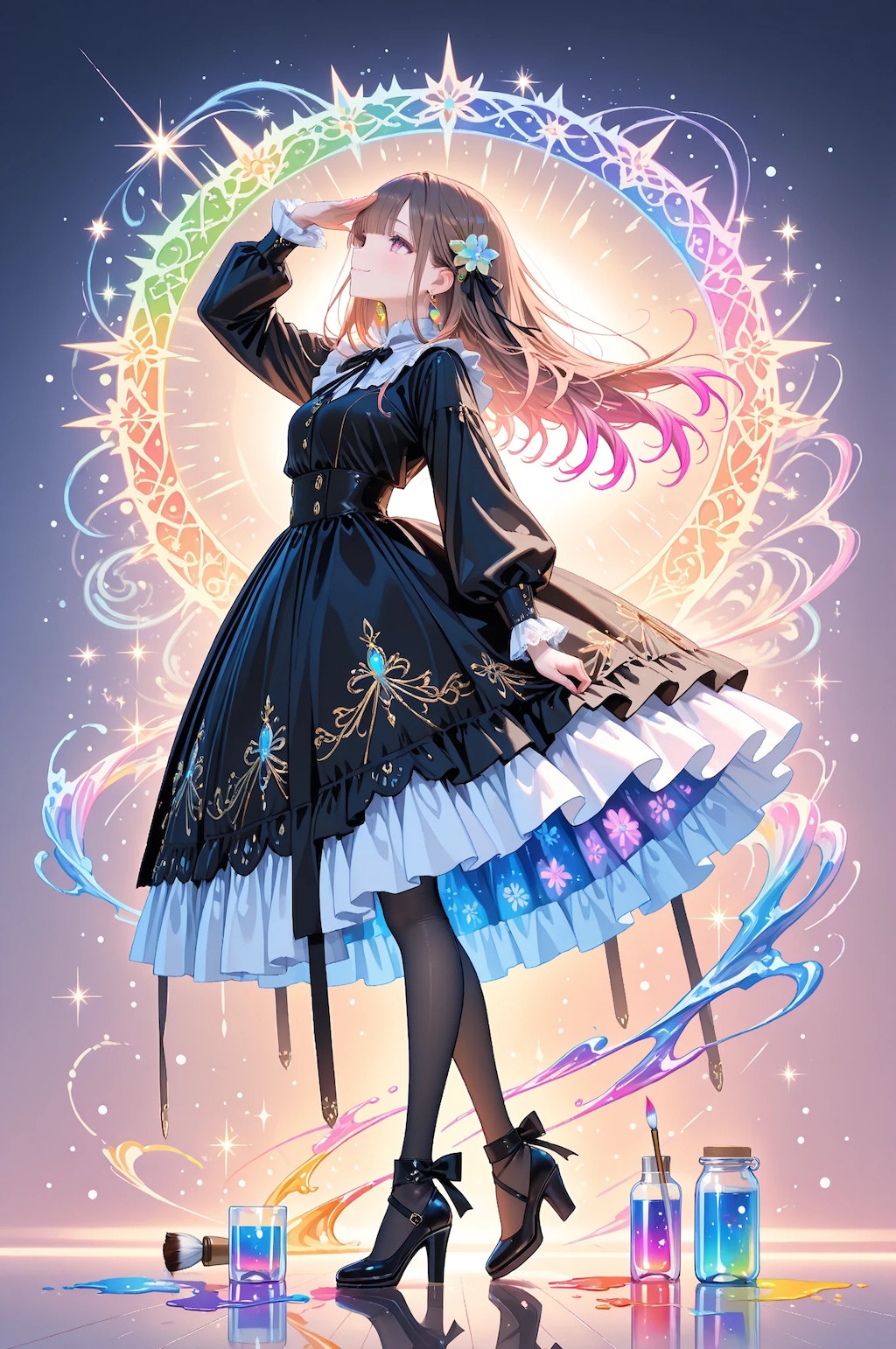 虹色の黒ドレス