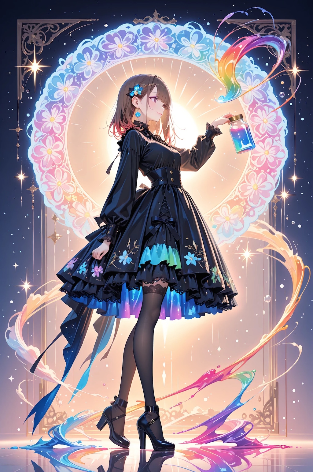 虹色の黒ドレス