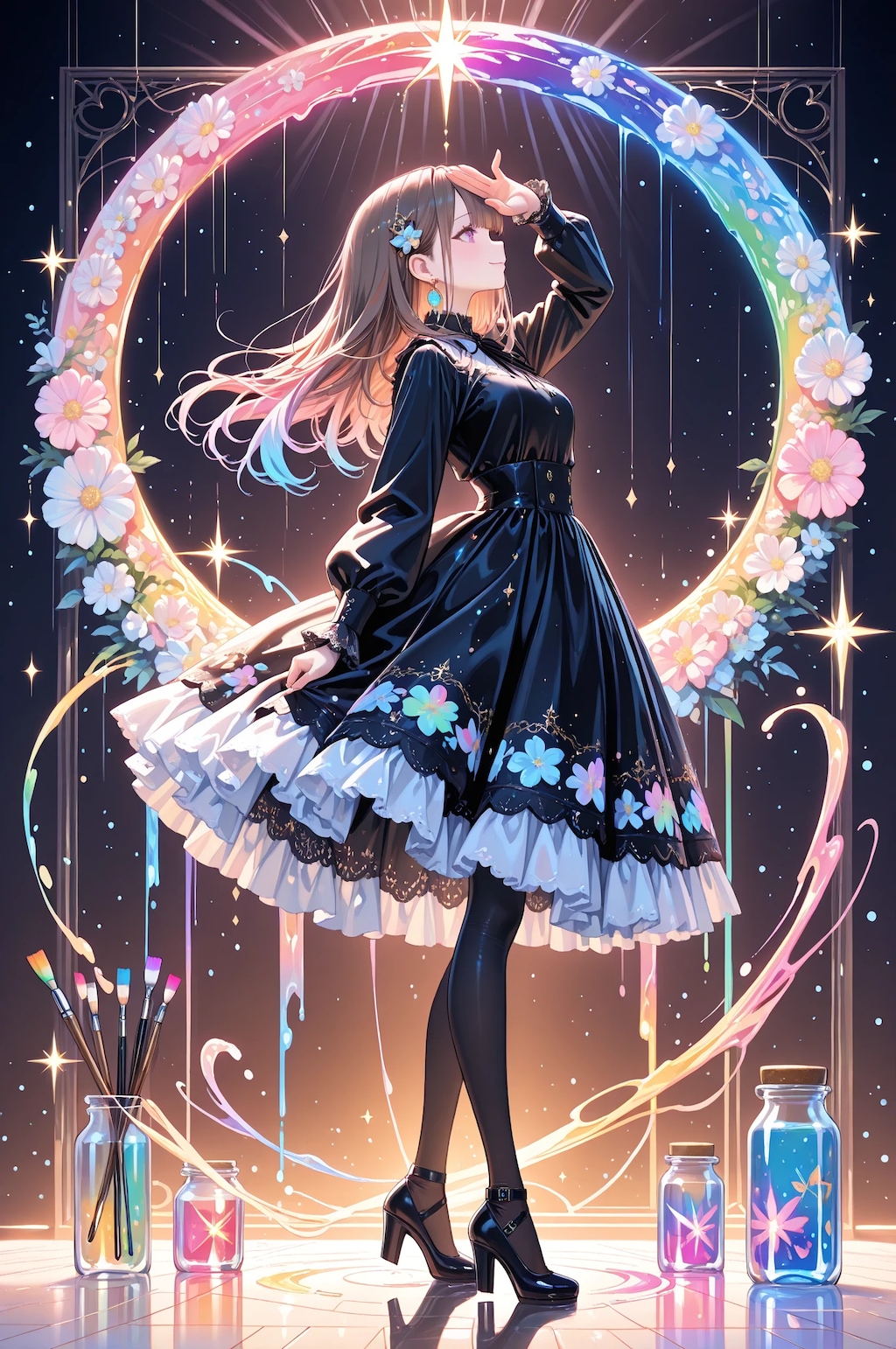 虹色の黒ドレス