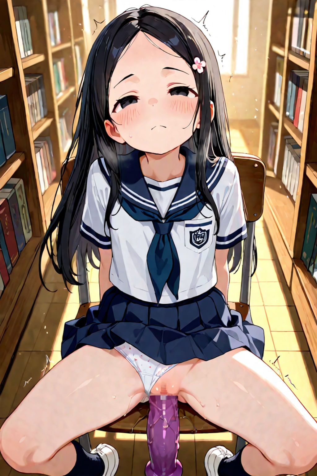 図書室絶頂ディルド