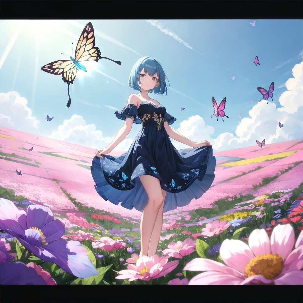 花畑と蝶々の舞踏会 | の人気AIイラスト・グラビア
