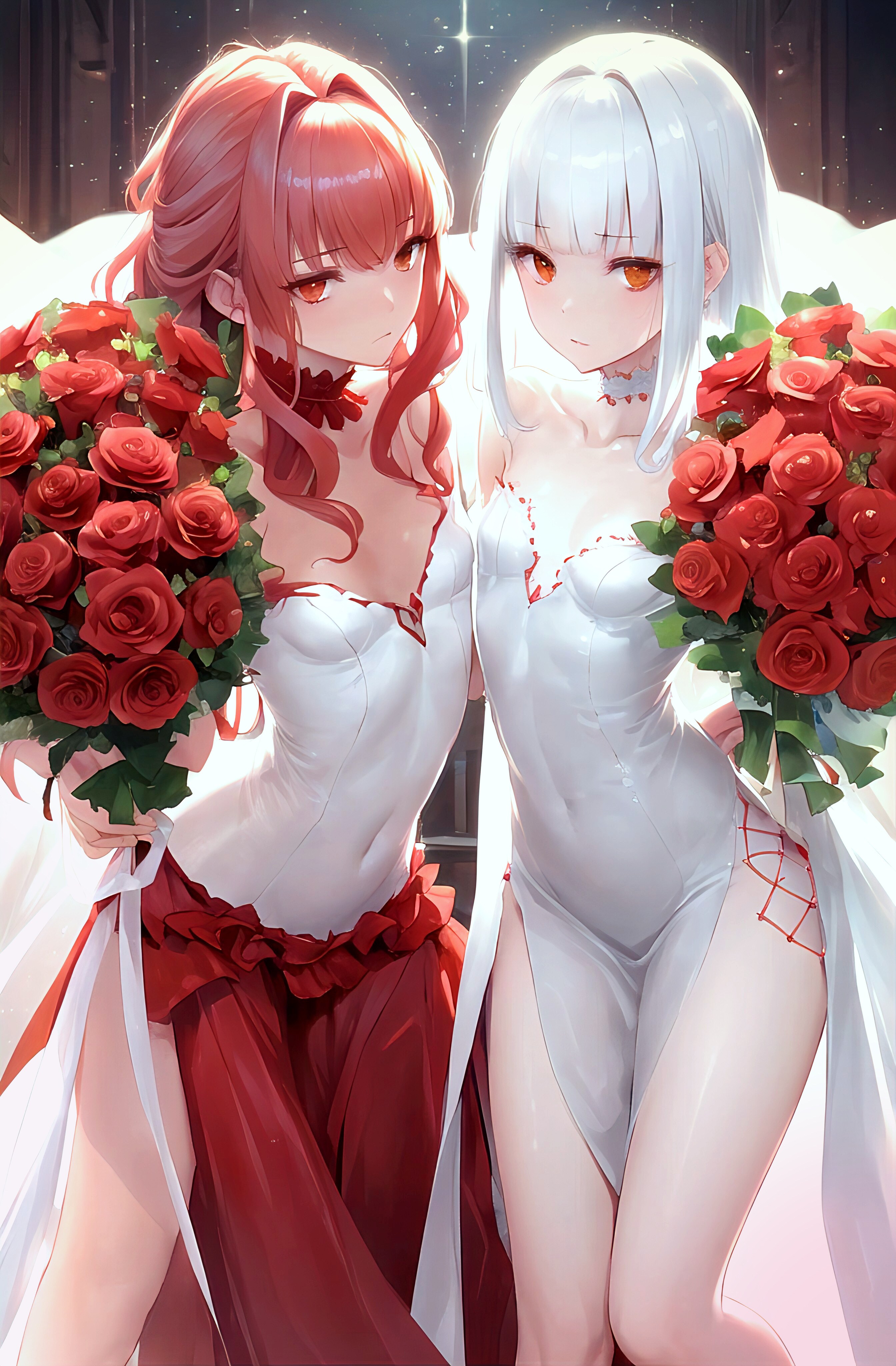 赤髪と白髪の貧乳少女