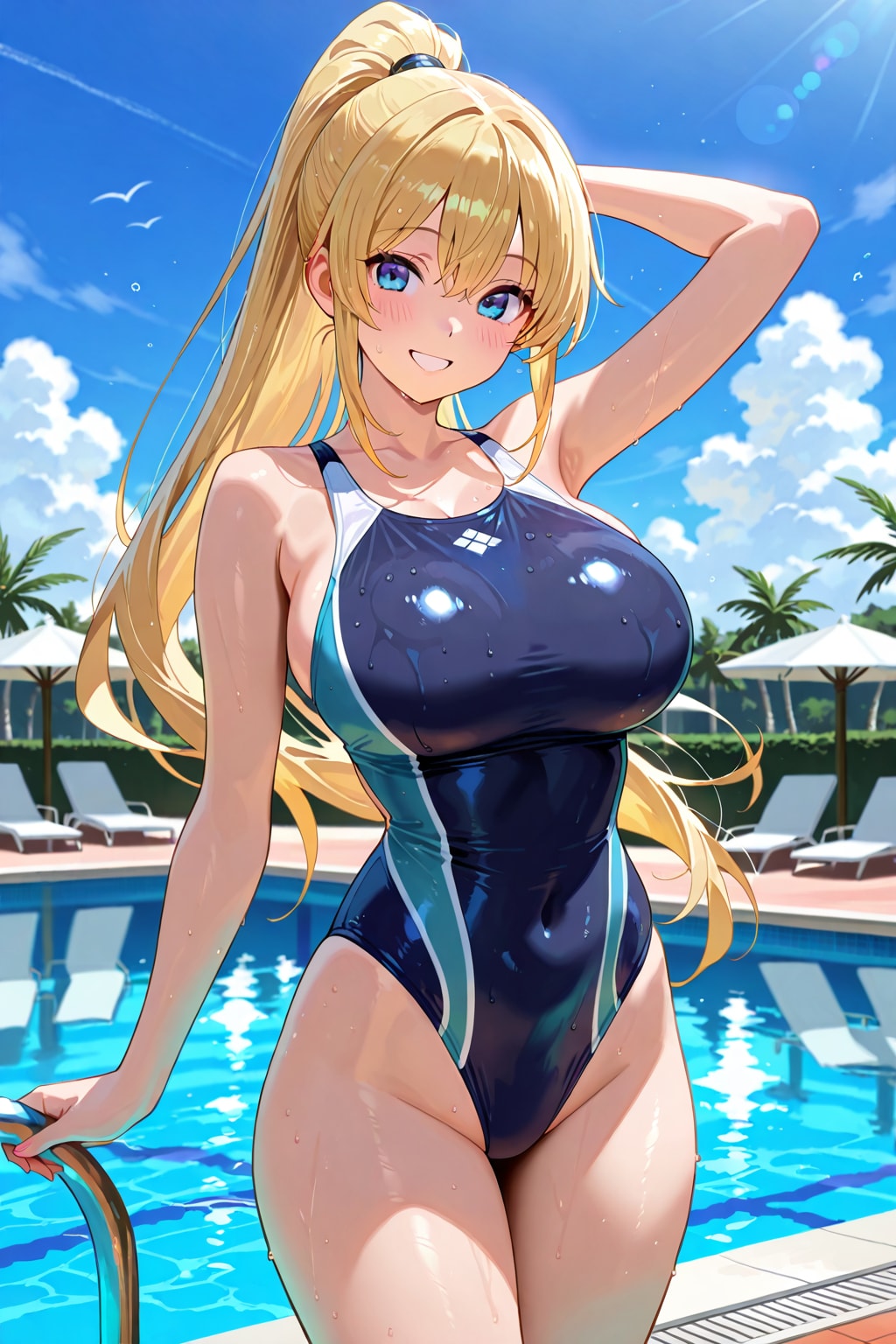 金髪ポニテ（リゾートプール）