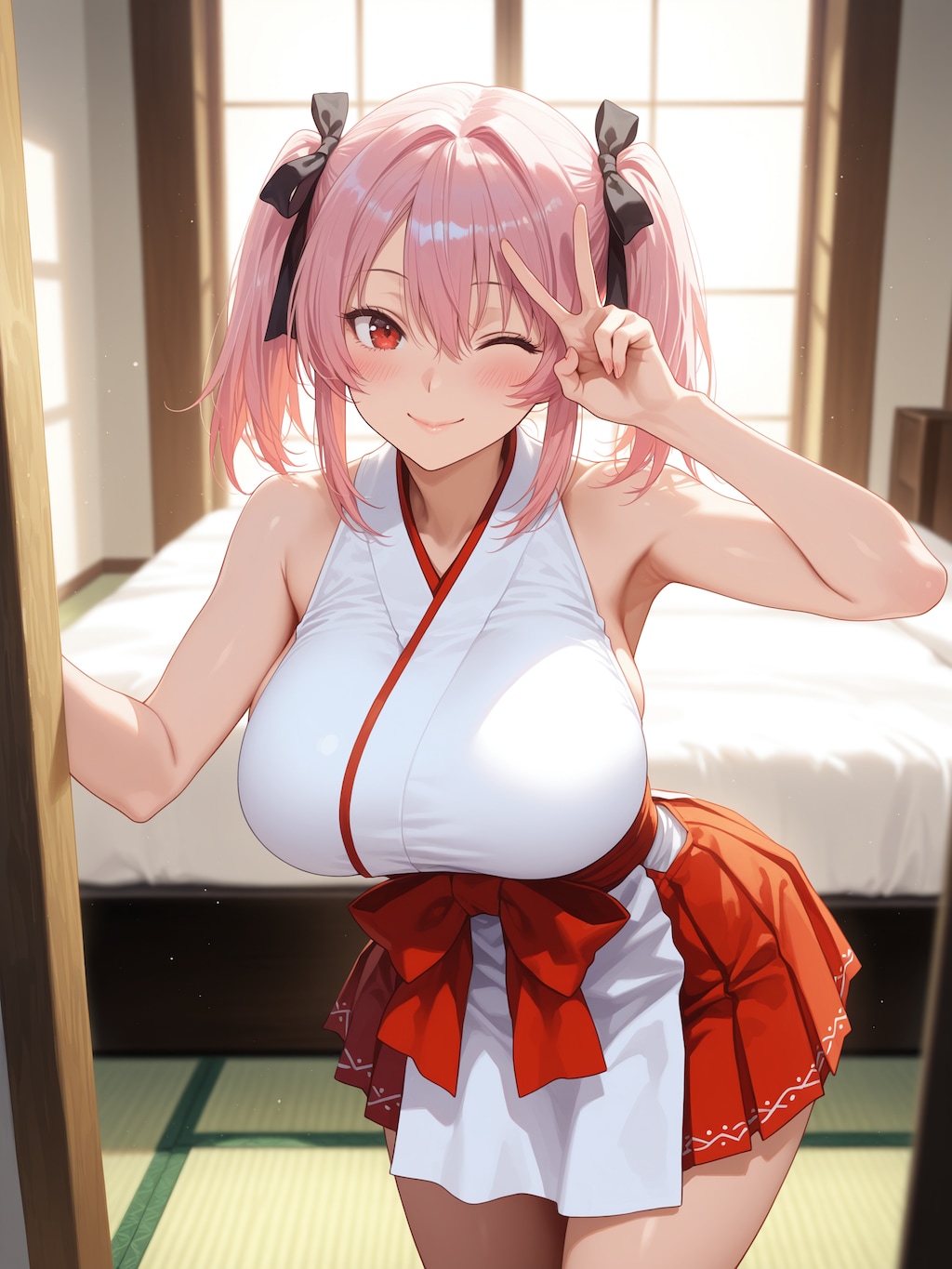 新春ミニスカ巫女の大胆奉仕①