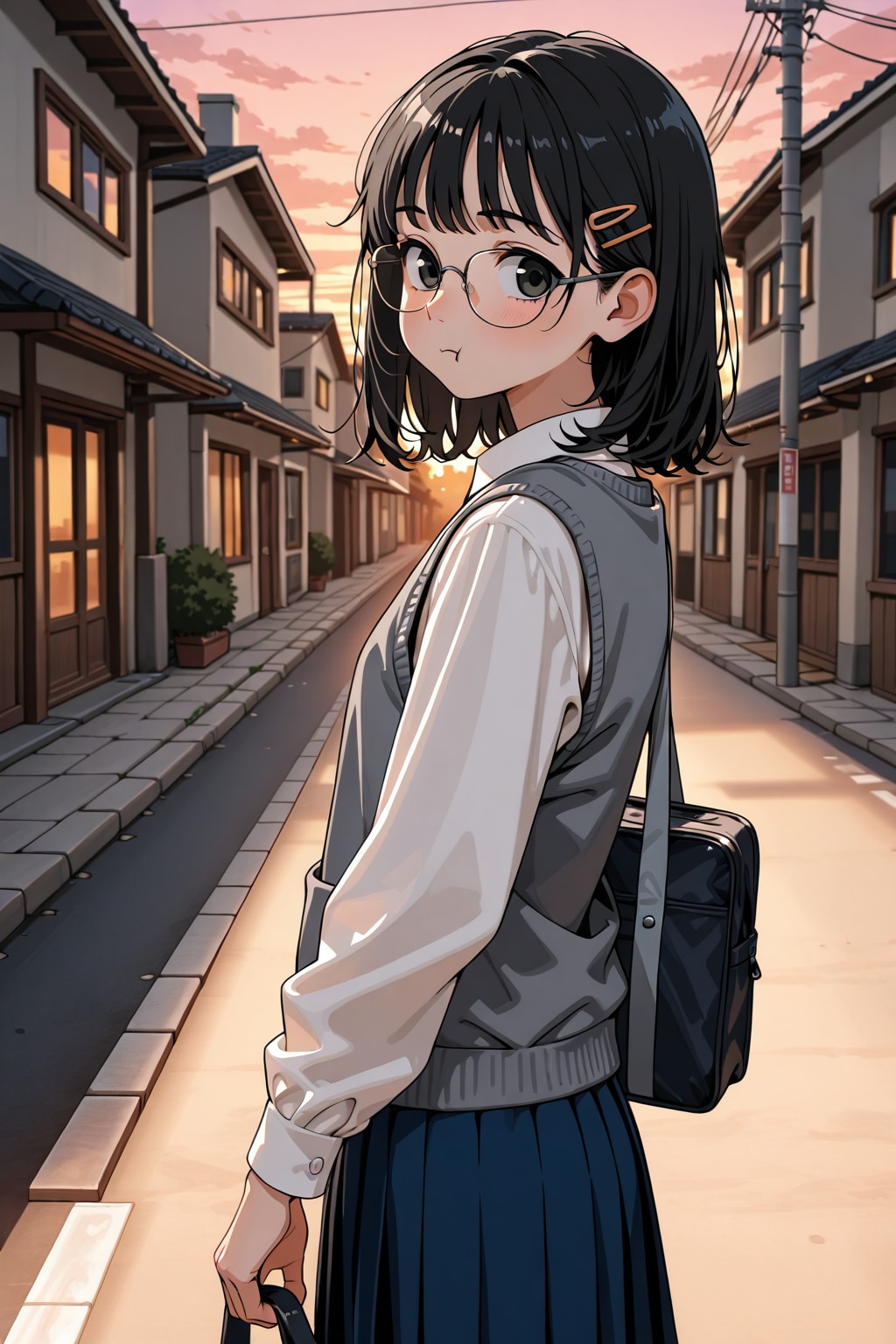 眼鏡×公立ダサ制服女子６７ | の人気AIイラスト・グラビア