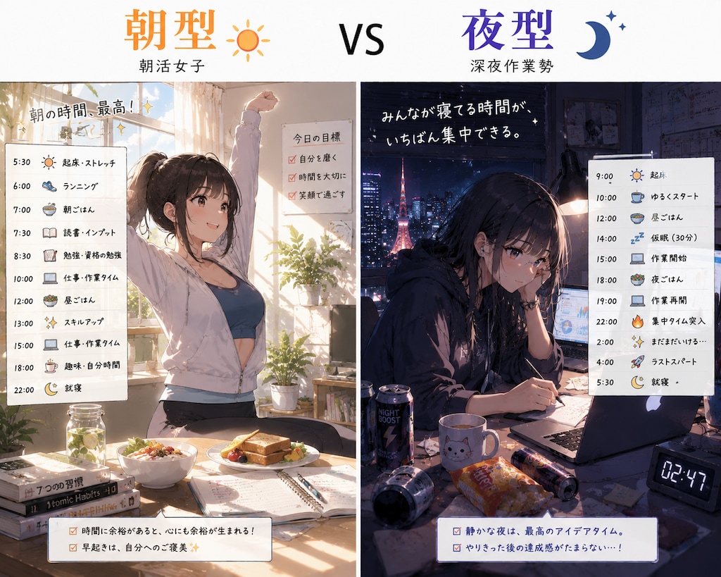 朝型 ↔ 夜型
