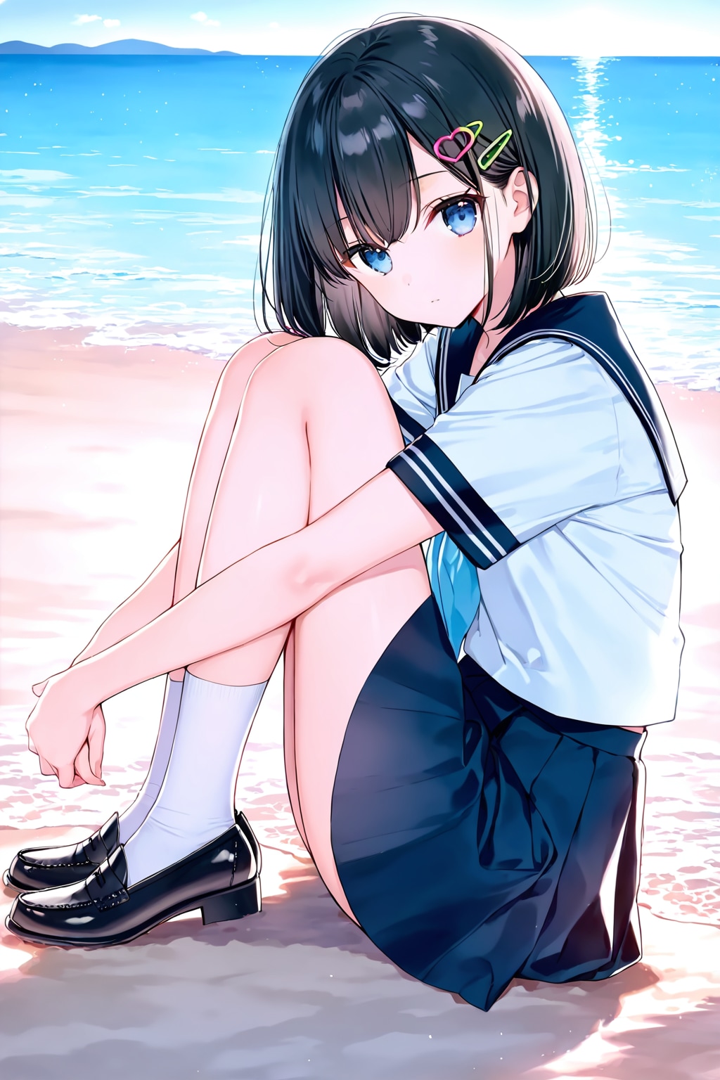 セーラー服と砂浜(LILAC)(6) | の人気AIイラスト・グラビア
