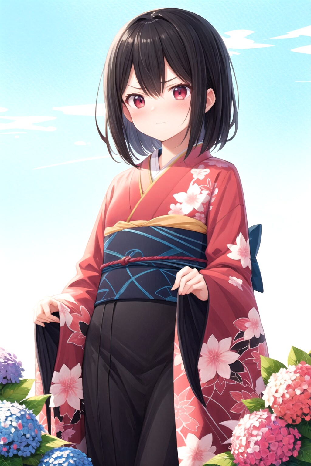 FROSTで紫陽花とツンデレ着物娘さん