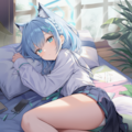 lying on the bed and relaxing 3枚目