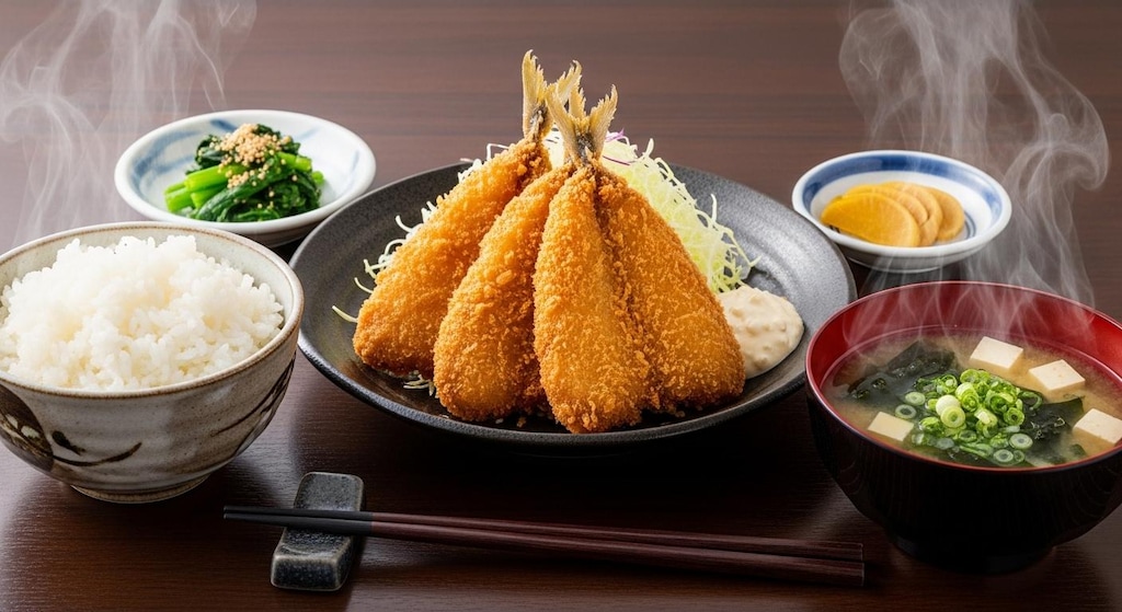 摩訶不思議食堂のアジフライ膳