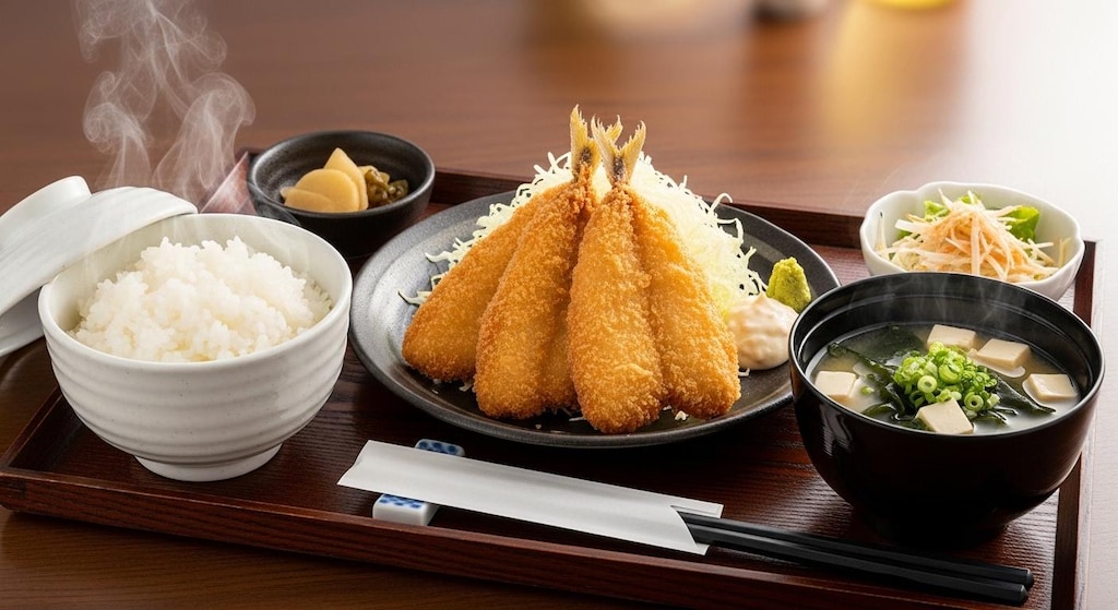 摩訶不思議食堂のアジフライ膳
