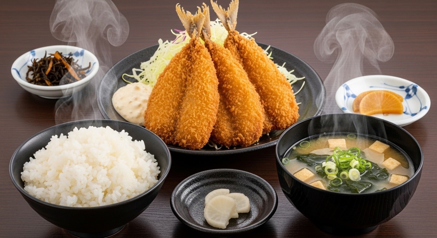 摩訶不思議食堂のアジフライ膳 | の人気AIイラスト・グラビア
