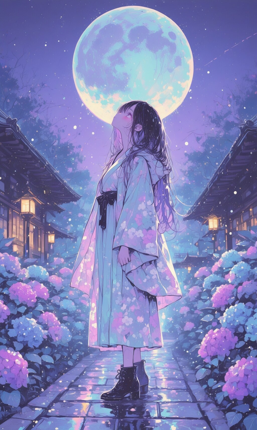 藍紫の満月夜