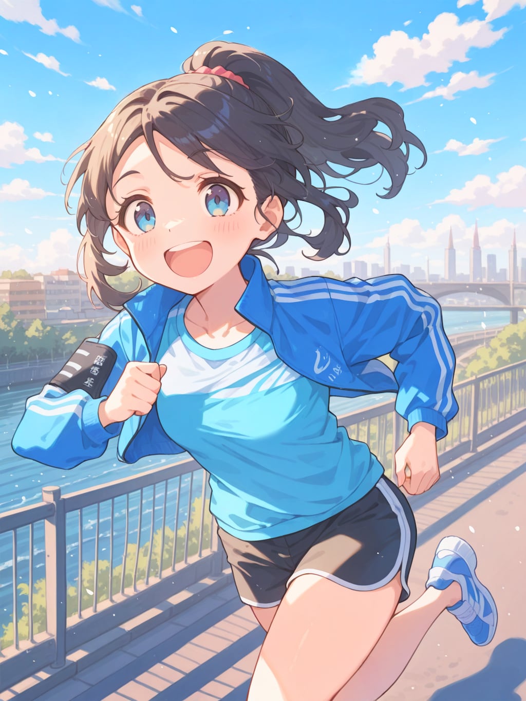 青ストライプジャージ少女