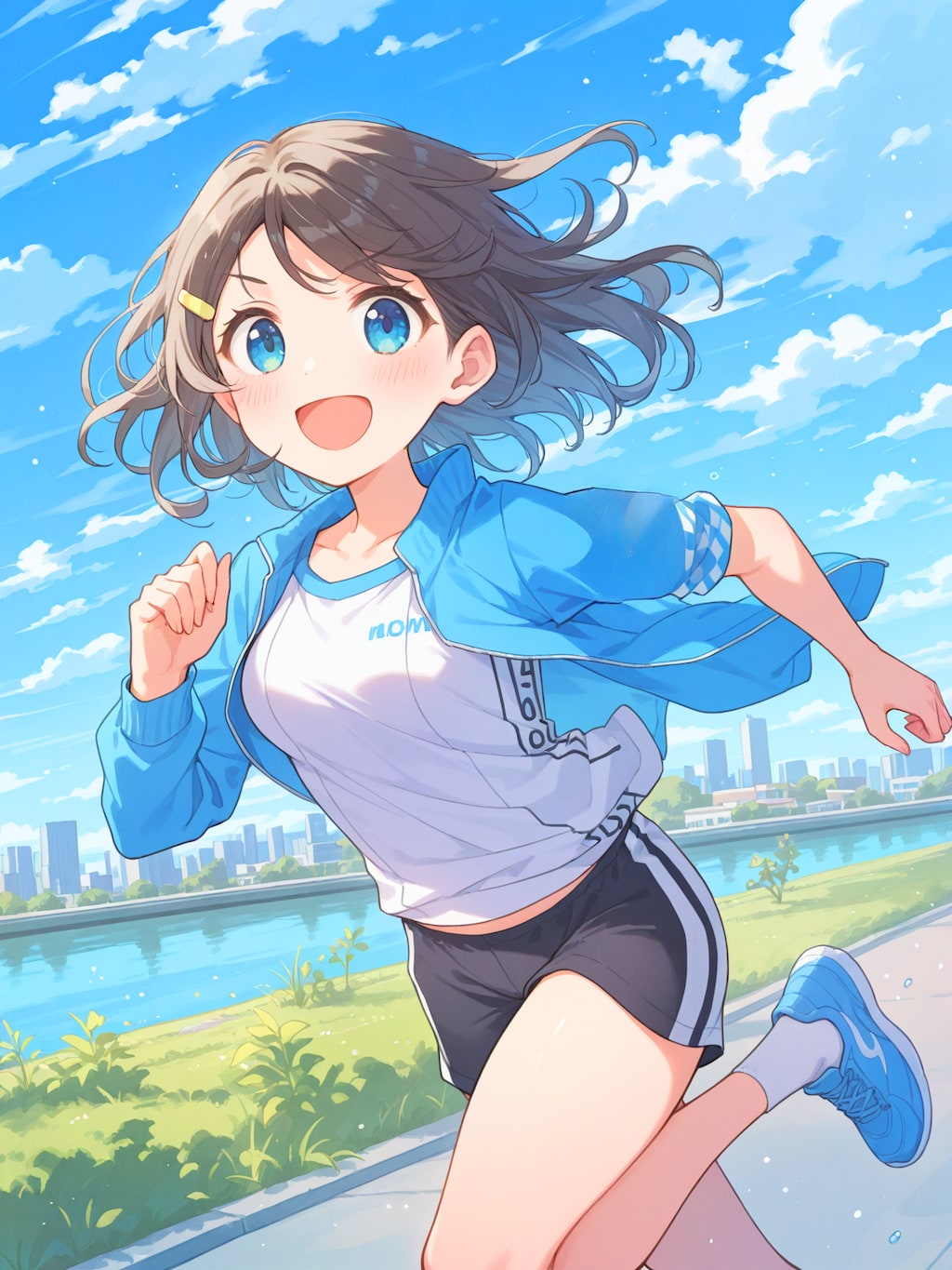 青ストライプジャージ少女