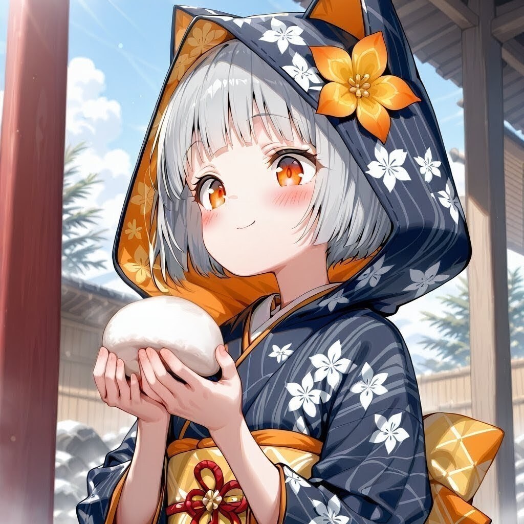 温泉饅頭を食べるフロル