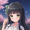 夜桜と和服の少女(5枚) 2枚目