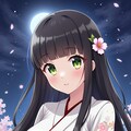 夜桜と和服の少女(5枚) 5枚目