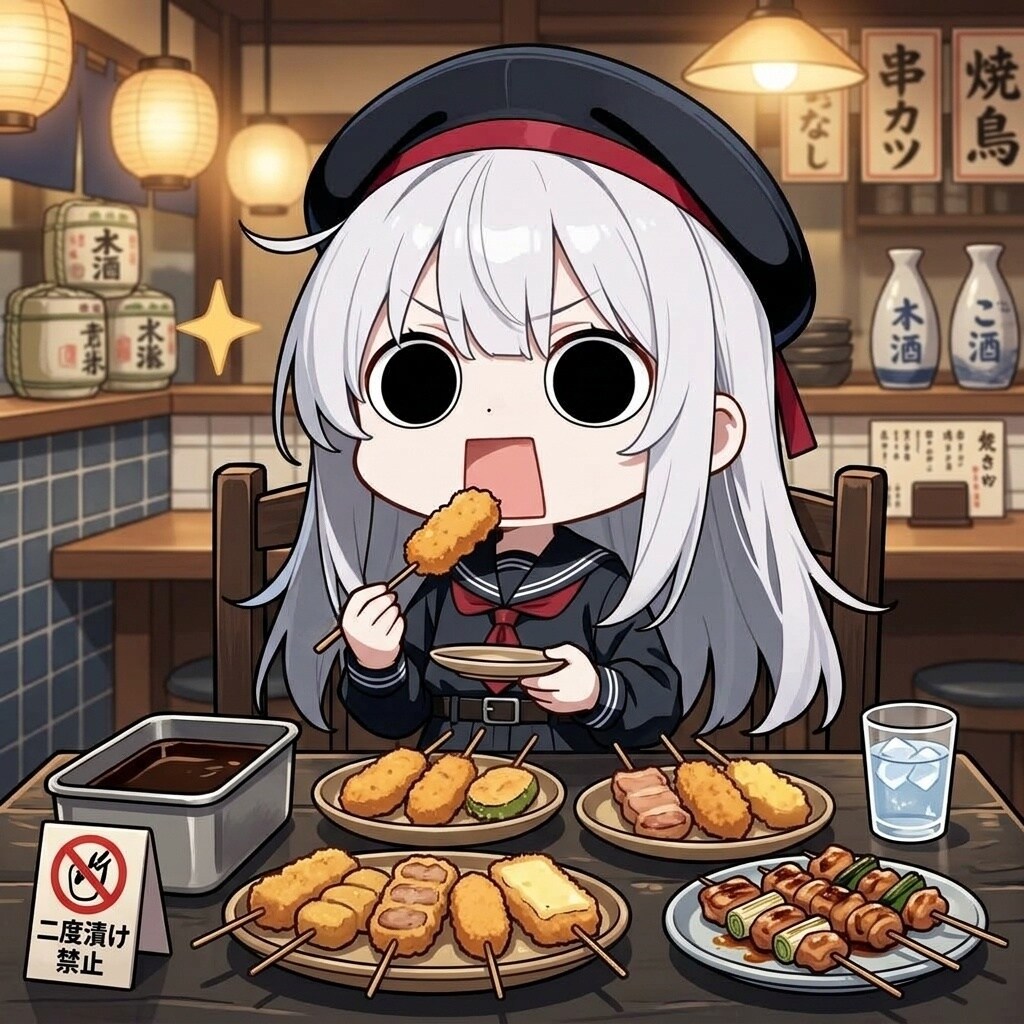串カツを頂くえらいこっちゃ嬢 | の人気AIイラスト・グラビア
