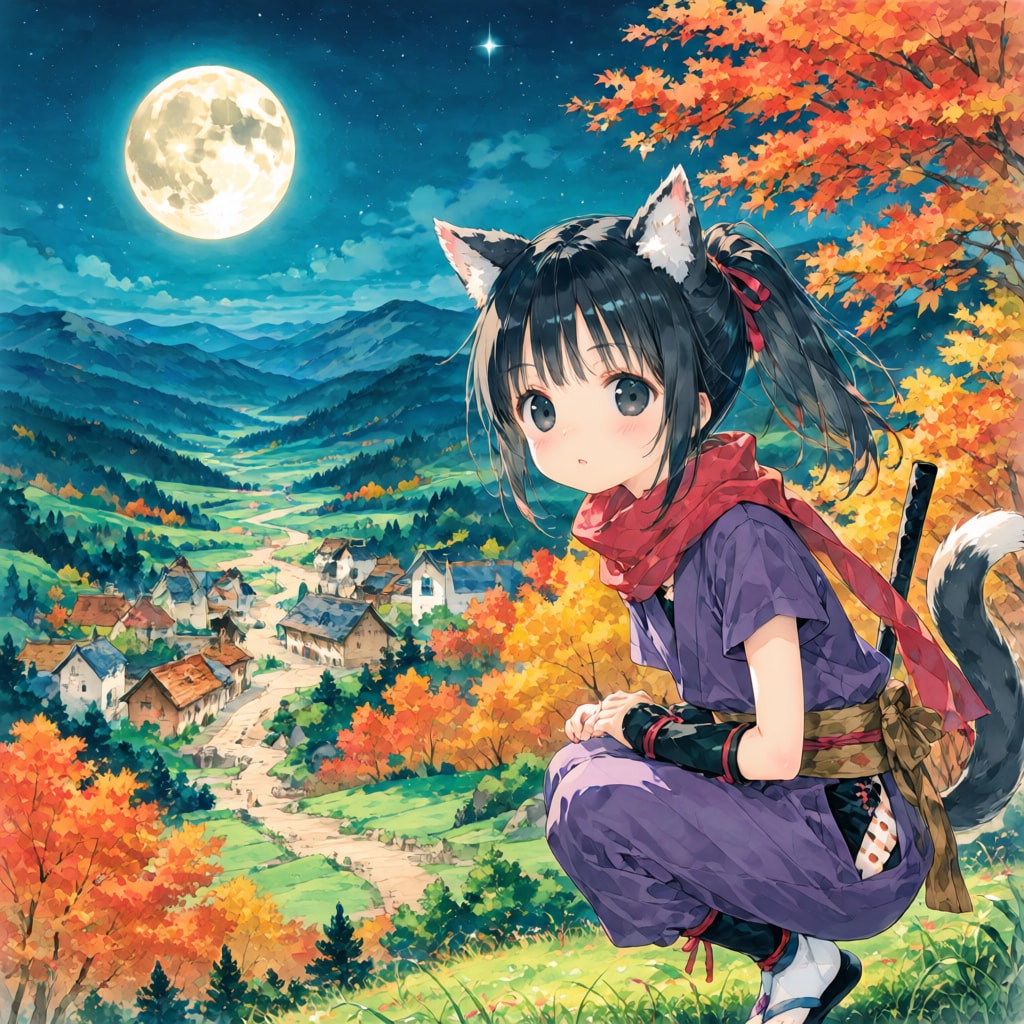 月夜の里 | の人気AIイラスト・グラビア