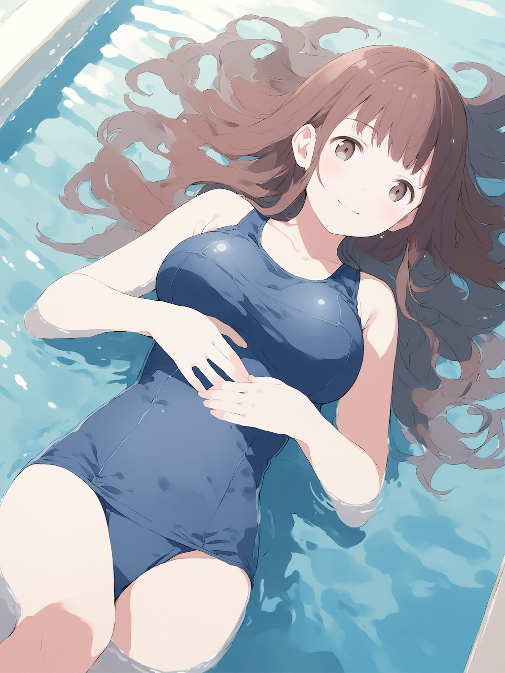 学校のプールで浮かんでる子たち