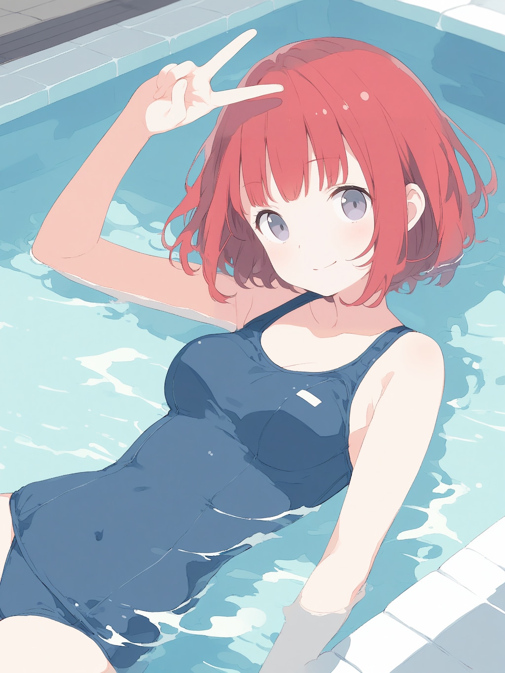 学校のプールで浮かんでる子たち