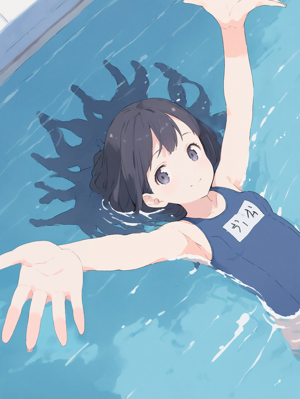 学校のプールで浮かんでる子たち