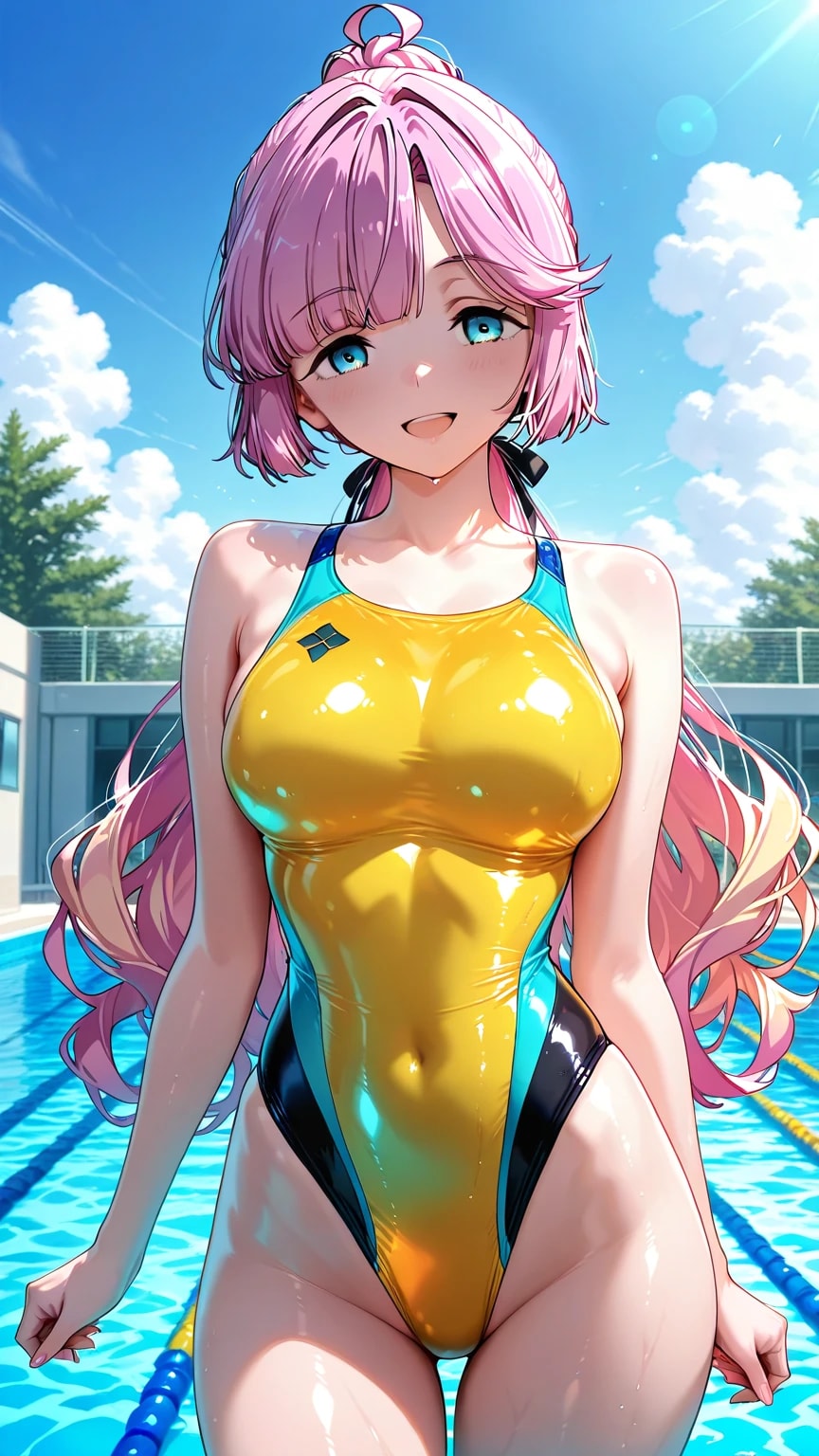 姫芽の競泳水着、どうですかぁ～！？