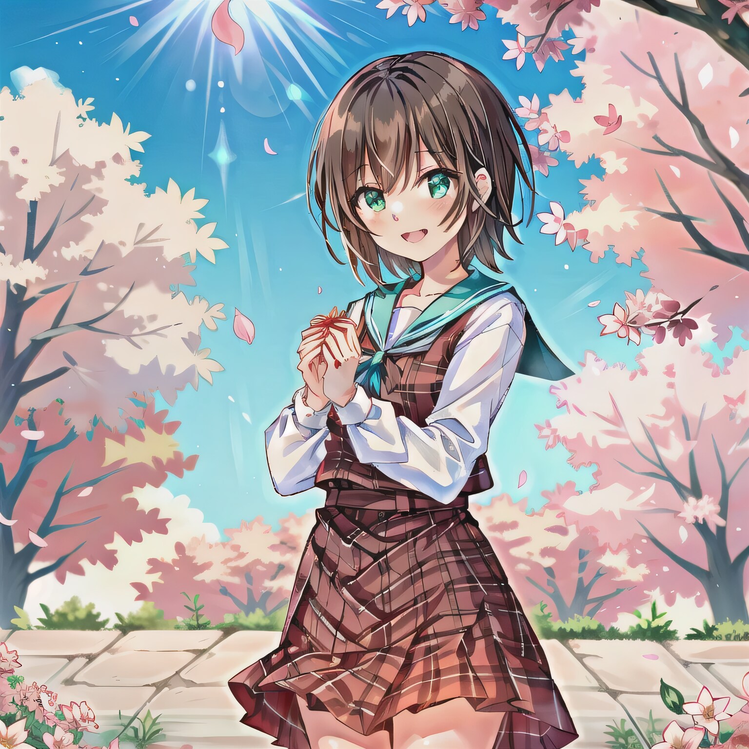 茶髪ボブでセーラー服の少女６ | の人気AIイラスト・グラビア