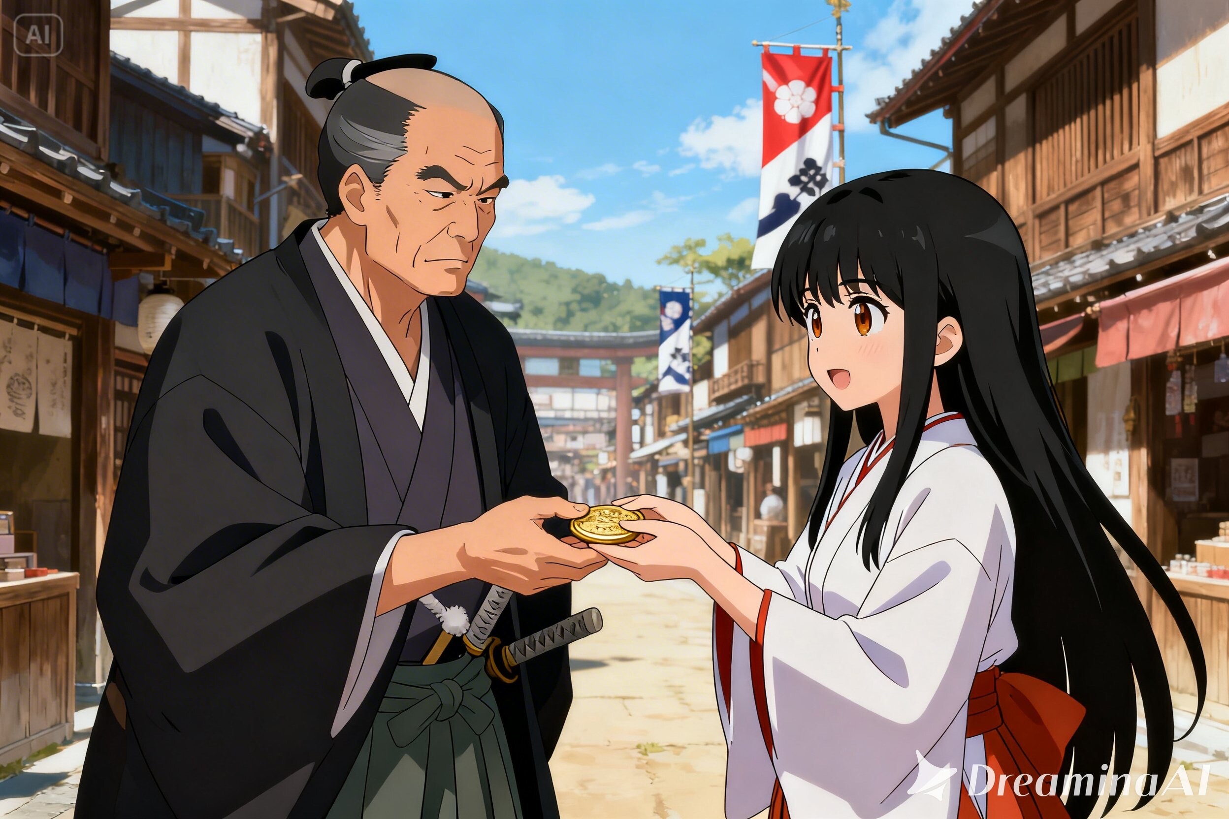 悪い役人に小判を渡すさくらちゃん | の人気AIイラスト・グラビア