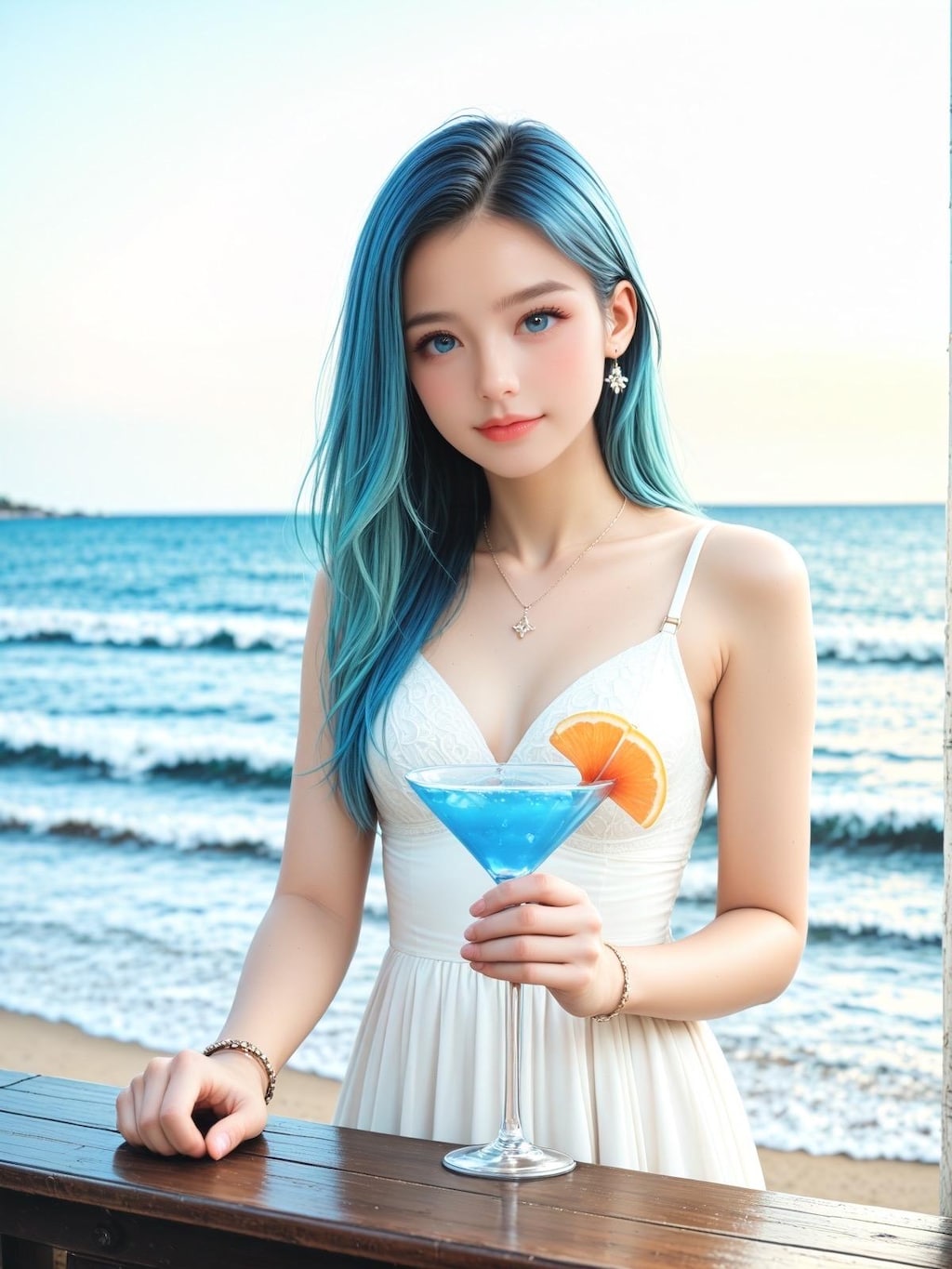 カクテル（ブルーハワイ）を擬人化した美少女