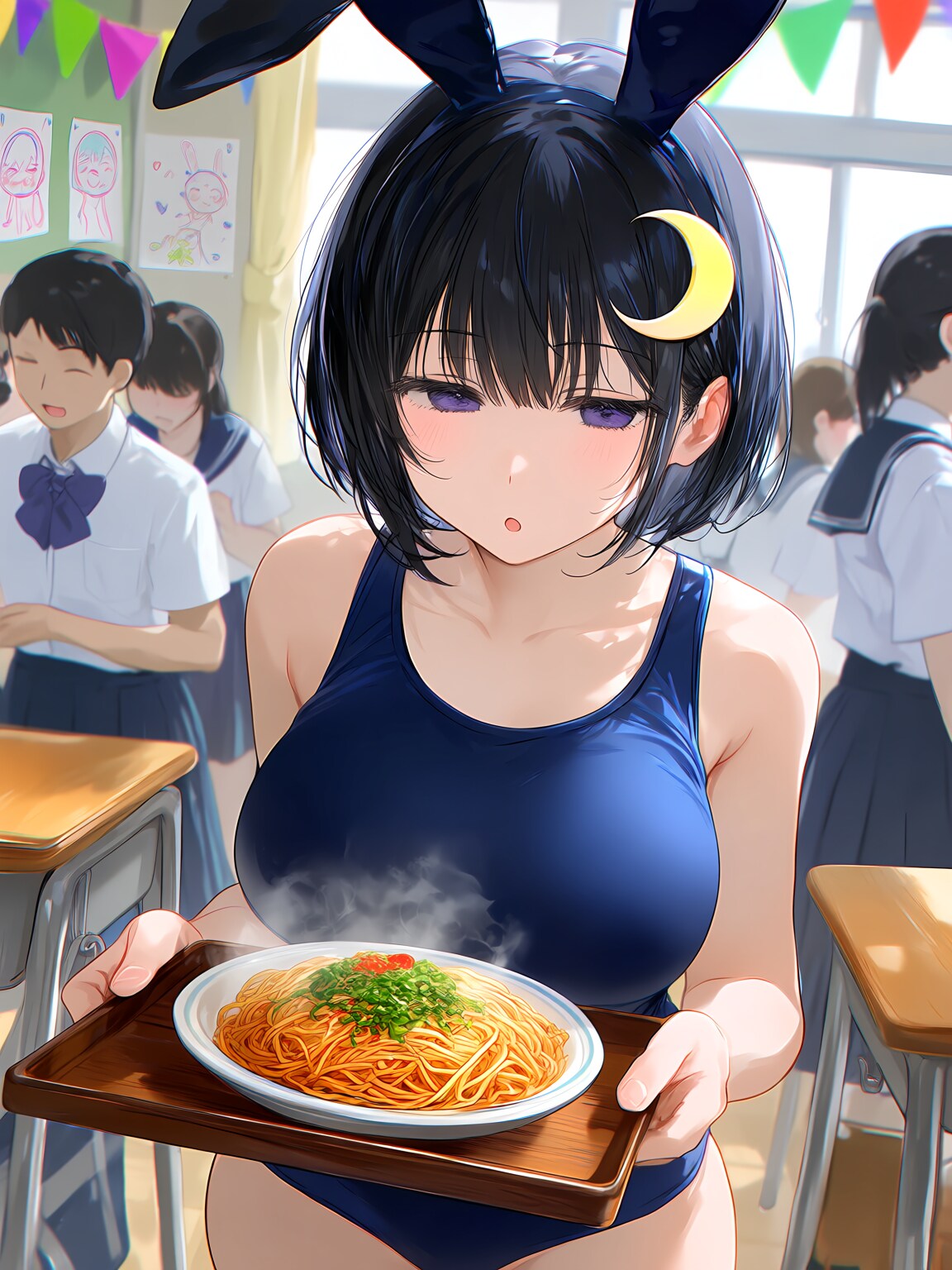 文化祭のスク水バニー喫茶