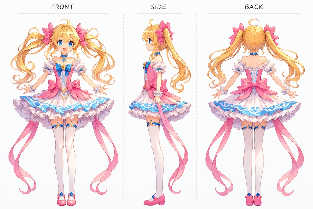 魔法少女ミラクル・リリーの三面図