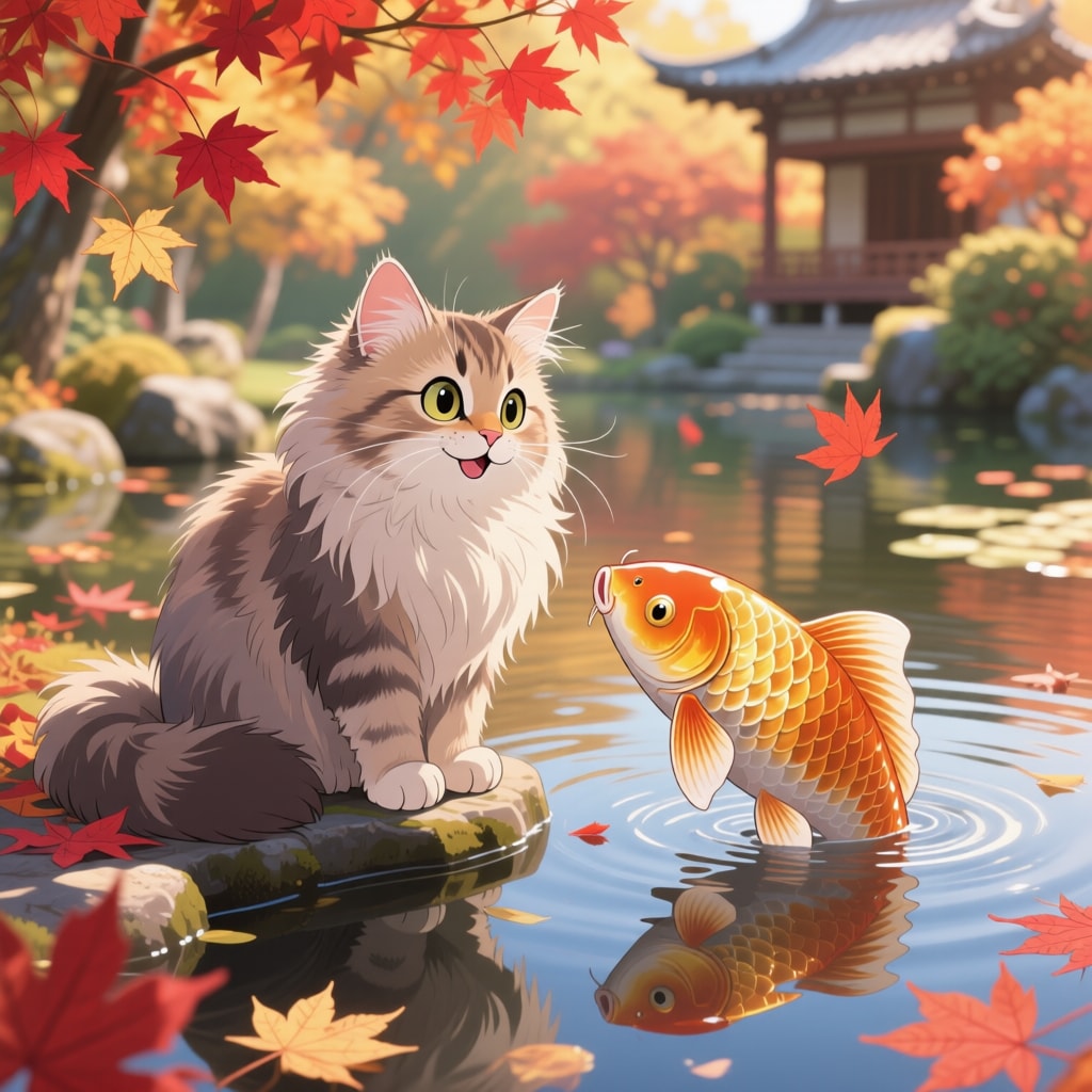 池のほとりで交わす、ふたりの挨拶