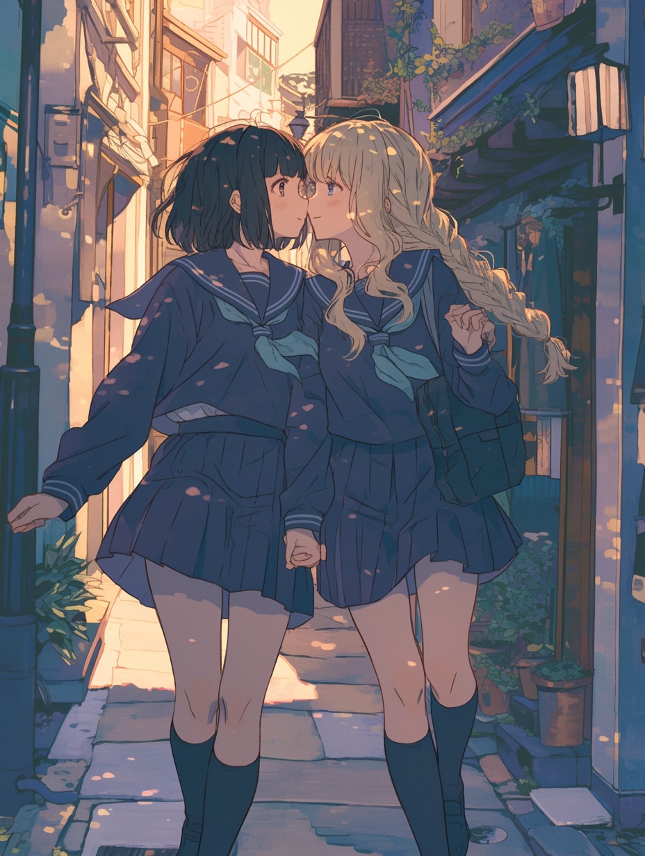 キスしたい二人のJK148 | の人気AIイラスト・グラビア