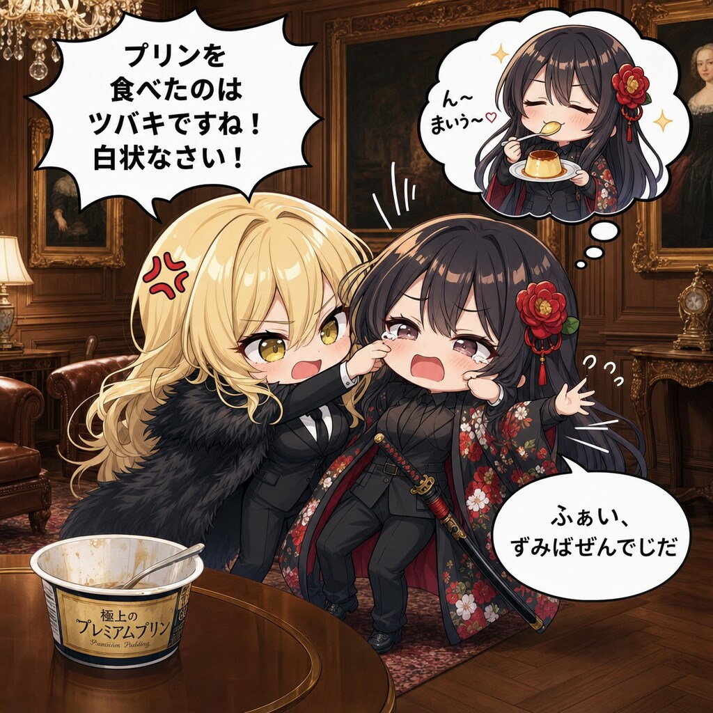 問い詰めるエリザベスとあっさり白状するツバキ | の人気AIイラスト・グラビア
