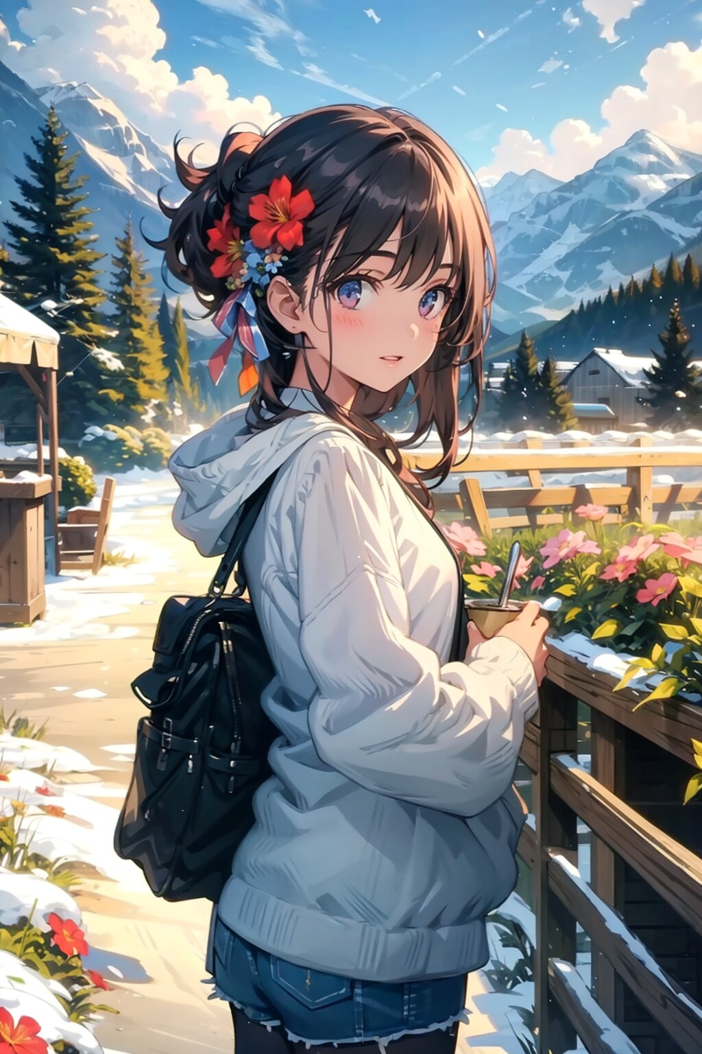 雪景色となった山の麓 | の人気AIイラスト・グラビア