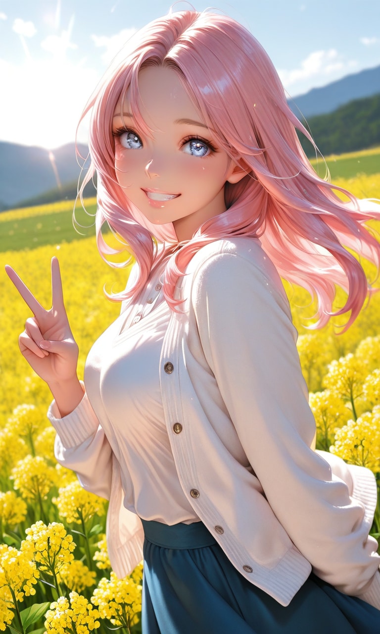 菜の花に囲まれて〈２〉 | の人気AIイラスト・グラビア