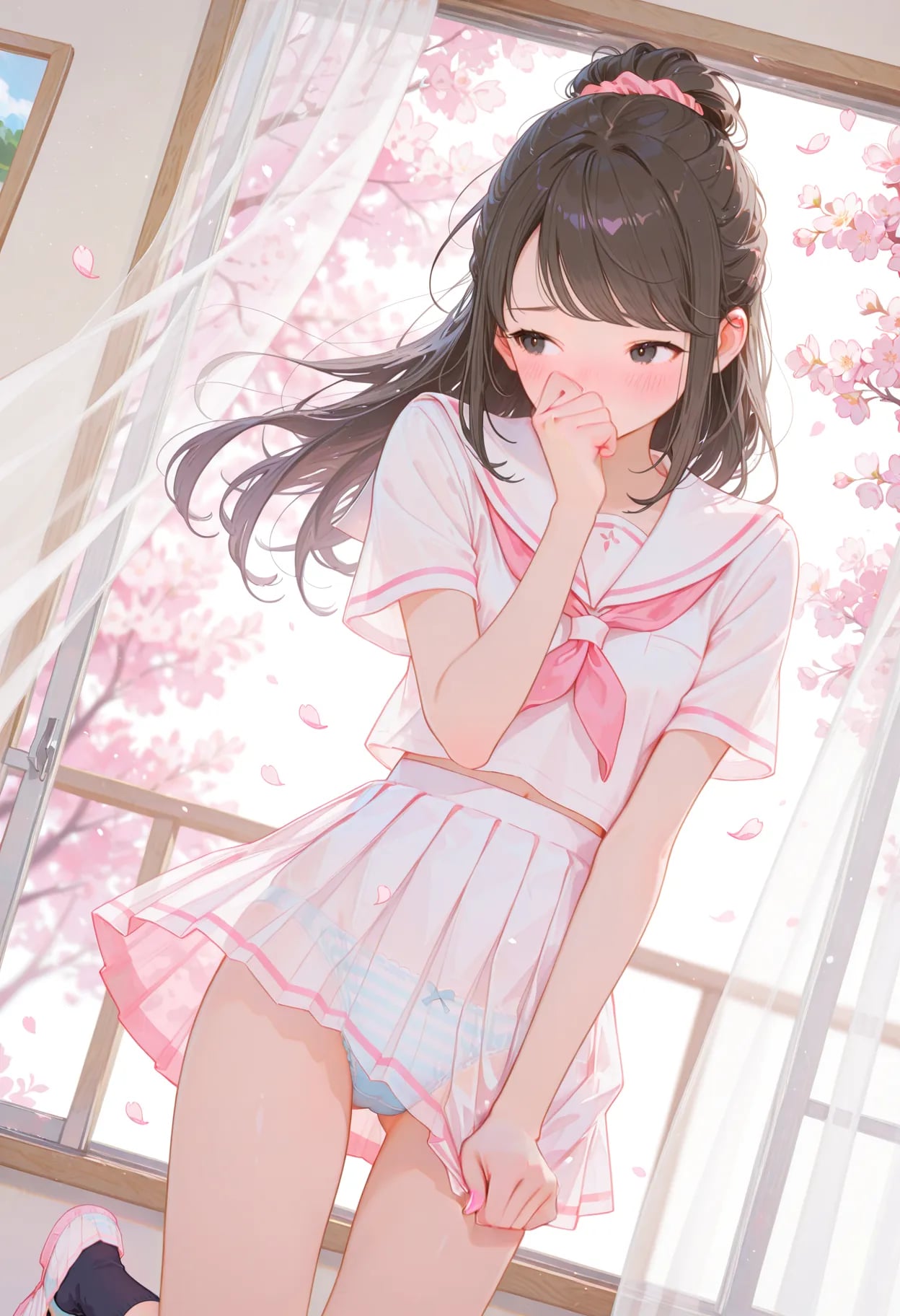 このスカート、なんか透けてない？/////