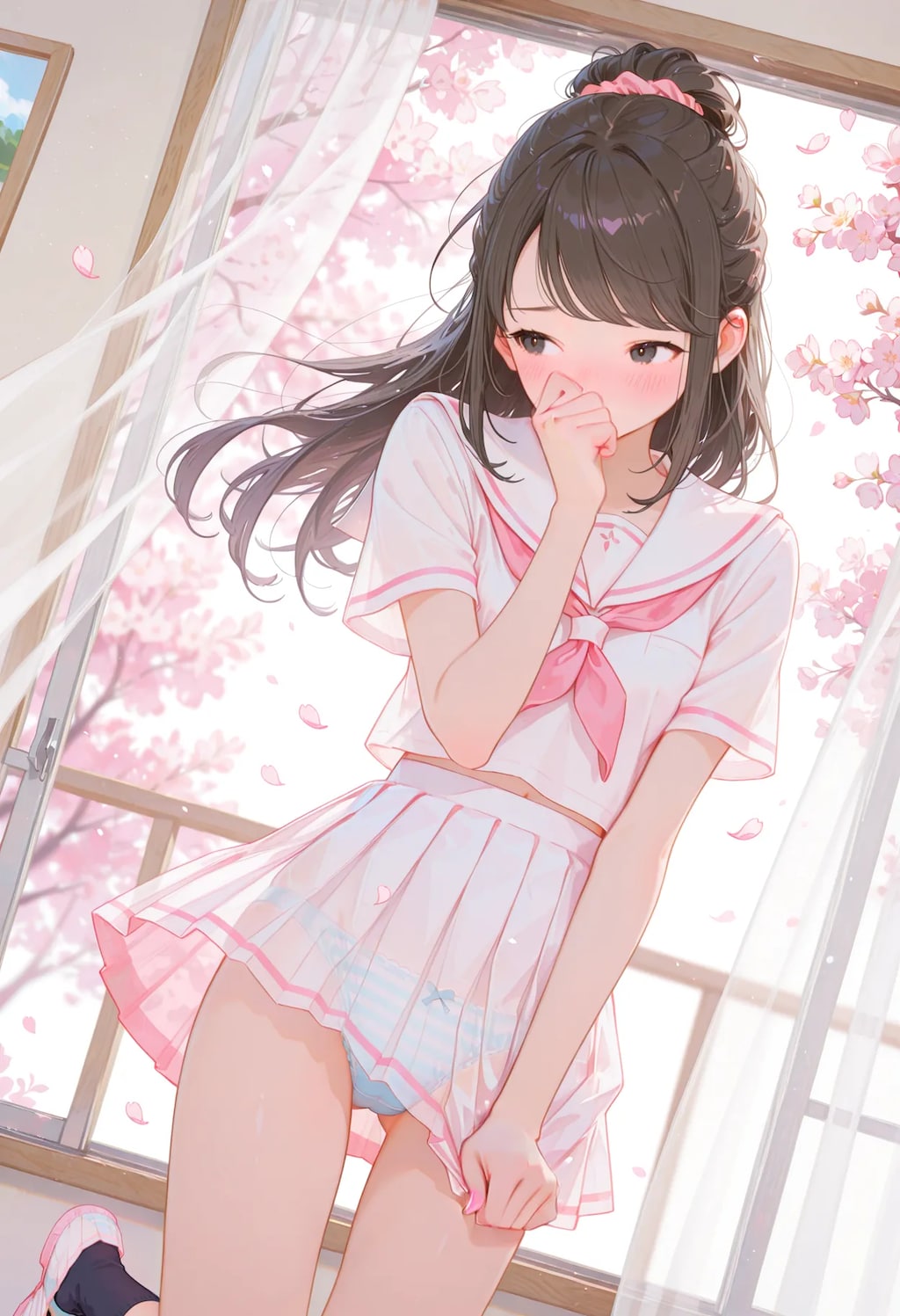 このスカート、なんか透けてない？/////