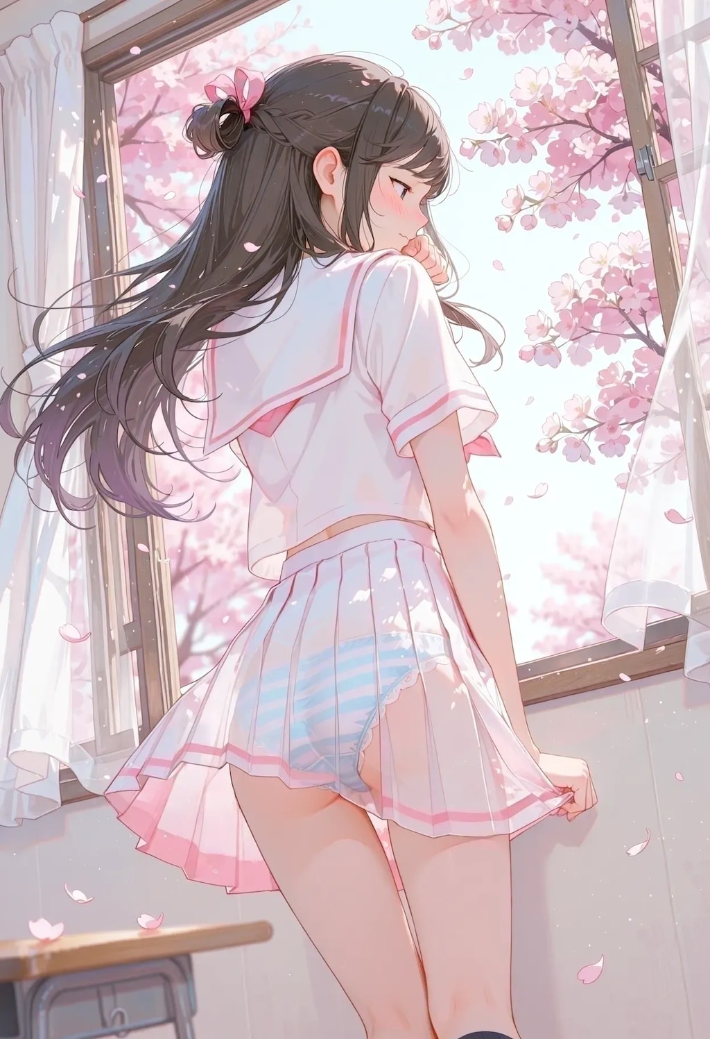 このスカート、なんか透けてない？/////