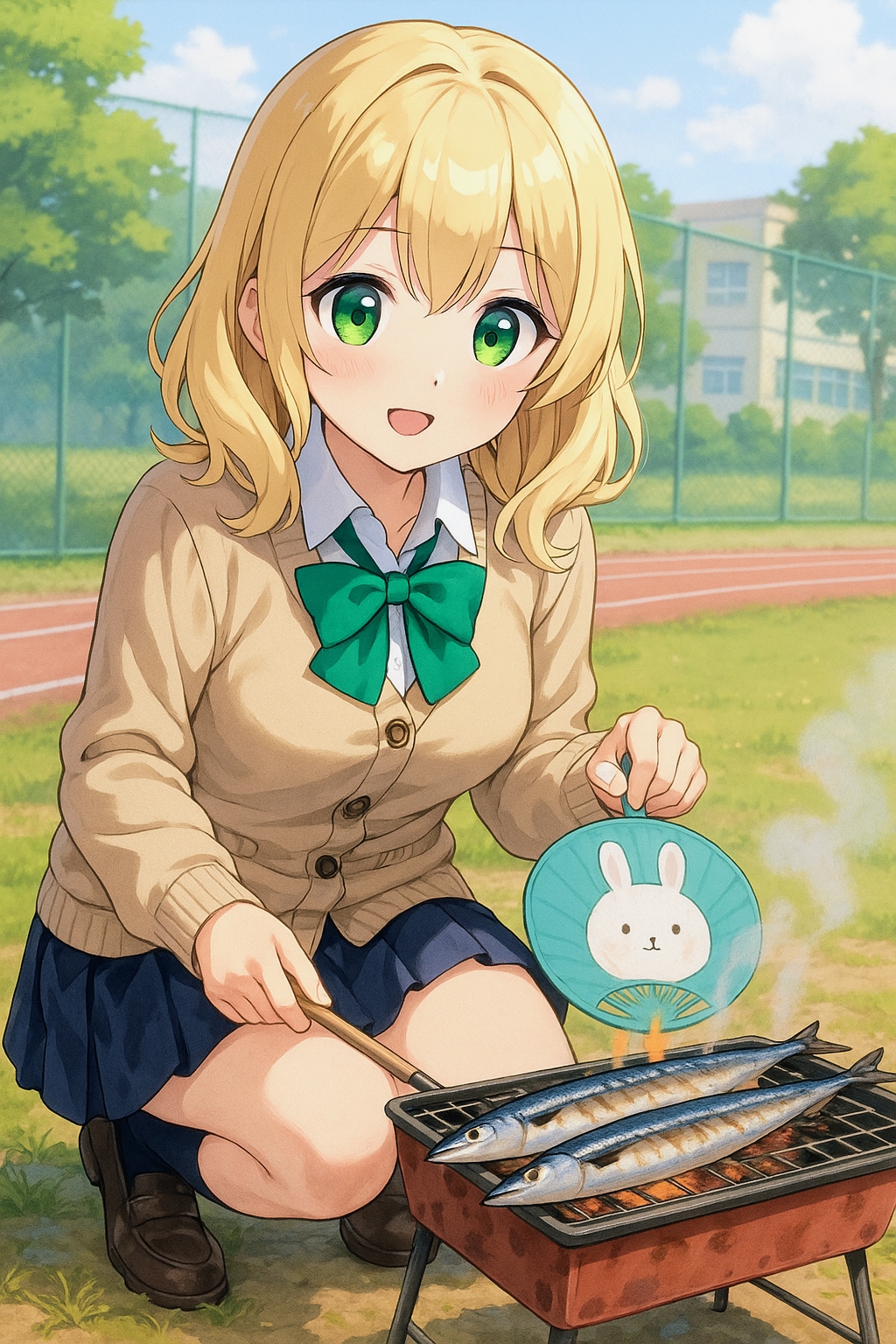 スルメを炙る沙也ちゃん