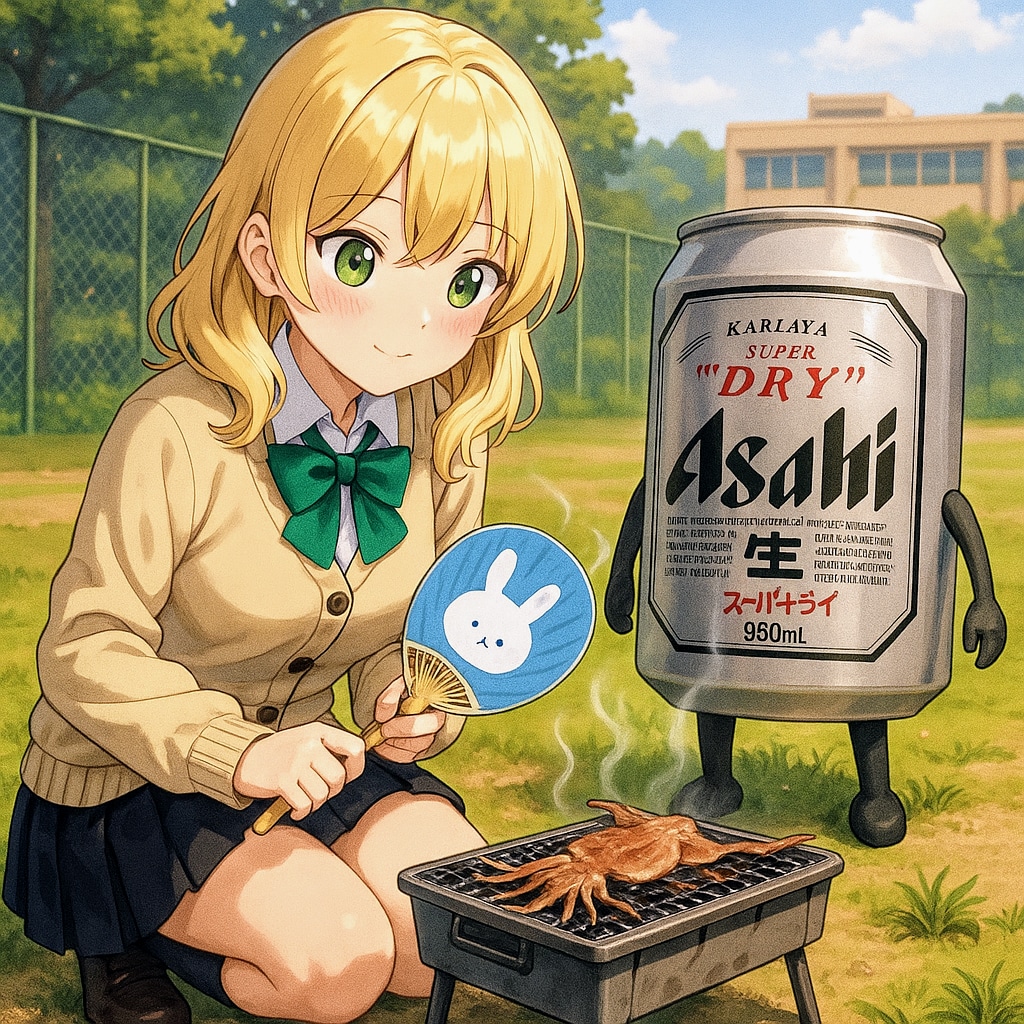 スルメを炙る沙也ちゃん