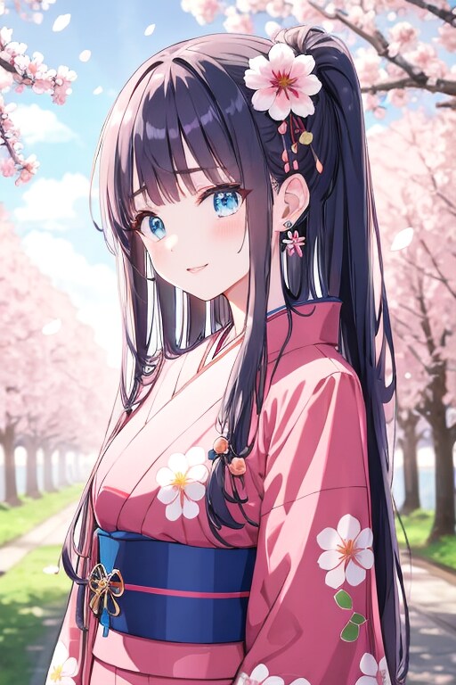 和装女子　花見