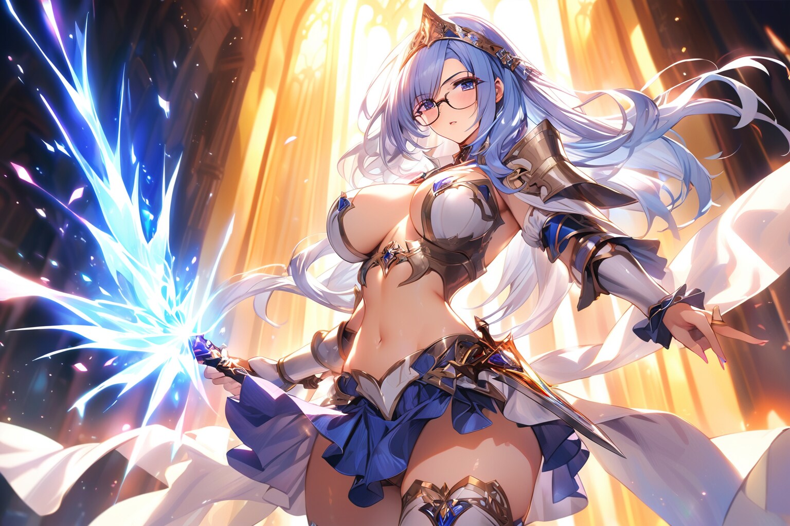 青髪の騎士　補助魔法を使う