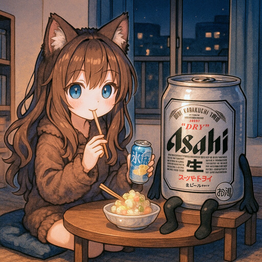 ポテサラで氷結を流し込む小さな女の子